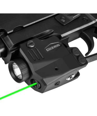 Pistol Light with Red&Green Laser Beam for Guns, Rechargeable Compact Weapon Light with Adjustable Rail, Mounted Laser Light Combo with Magnetic Charging, LED Quick Release Strobe Function