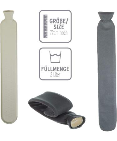 Geschenkestadl XL 2L Hot Water Bottle with Extra Long 72cm Cover - Modern Grey Polyester - Buy Online on GoSupps.com