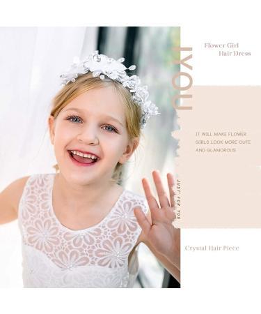 IYOU Princess Rhinestone Wedding Headpiece Silver Floral Pearl Hair Vine Flower Girls Birthday Party Bridal Headband for Women and Girls - Buy Online on GoSupps.com