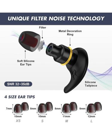 Reusable Noise Canceling Ear Plugs - Soft Silicone, Washable, 8 Ear Tips - for Sleep, Music, Parties - Black - Buy Online on GoSupps.com