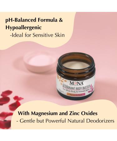 MONA BRANDS 100% Natural Deodorant for Whole Body & Private Parts - Aluminum & Baking Soda Free, Vegan, Hypoallergenic - Apricot & Rose Scent 2.0 Oz - Buy Online on GoSupps.com