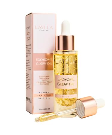 L'AYLLA Exosome Glow Oil - Huile pour le visage rayonnante avec exosomes - Or 24 carats - Cell de tige v g tale - Pour lissage soign et imm diat - Peau lumineuse - V g talien et suisse