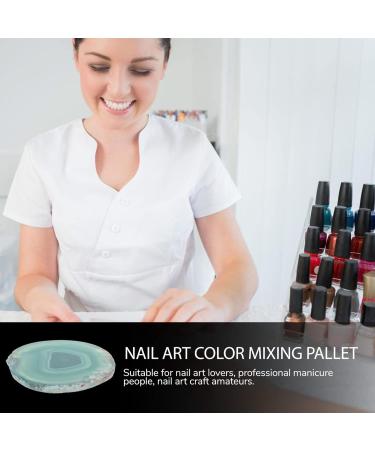 minkissy 1 Piece Natural Agate Round Manicure Color Palette Safe Durable Nail Art Mixing Board For Professional Home Use For Color Blending Makeup 75x7cm Vegetable - Buy Online on GoSupps.com
