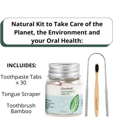 Eco-Friendly Oral Care Kit: Natural Toothpaste Tabs Bamboo Toothbrush & Tongue Scraper - Sustainable Planet Care - Buy Online on GoSupps.com