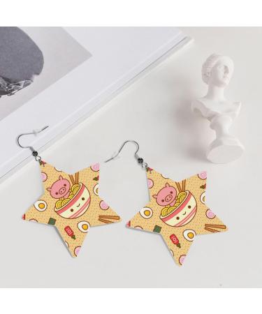 OPSREY Delicious Sweet Ramen printed Fashion star Earring Leather Stud Earring Dangling Decorative Earring - Buy Online on GoSupps.com