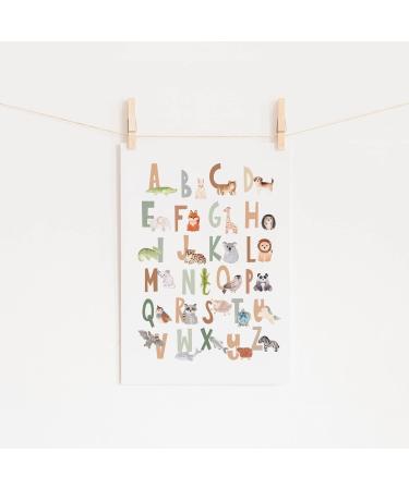 Scandi Animal Alphabet Children's Educational Print Boho Animal Alphabet Poster Peg Animal Alphabet Woodland SAFARI animal Alphabet (A3 Earth) A3 Earth - Buy Online on GoSupps.com