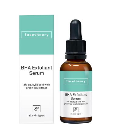facetheory BHA Exfoliating Serum S3 - Hydrating Serum For Face  2% Salicylic Acid  Reduces Redness  Targets Skin Concerns  Renews and Restores  Vegan & Cruelty-Free  Made in UK | 1.0 Fl Oz