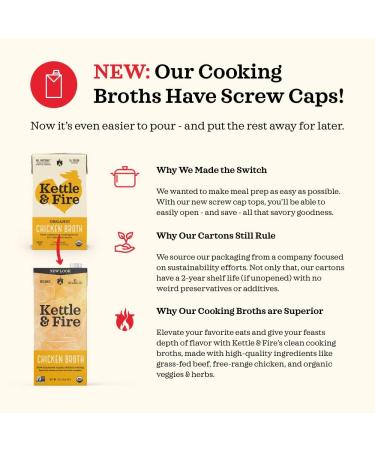 Kettle & Fire Organic Vegetable Broth 32 oz - Nourishing Plant-Based Soup Base - Buy Online on GoSupps.com
