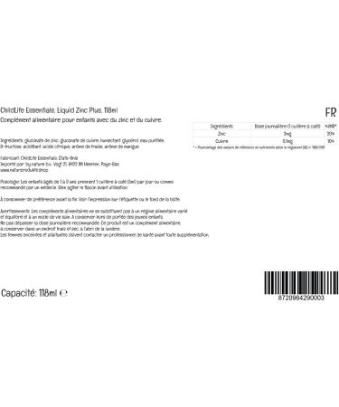  CHILDLIFE ChildLife Essentials Liquid Zinc Plus 118 ml 2 mg of zinc per dose unflavored gluten-free soy-free non-GMO - Buy Online on GoSupps.com