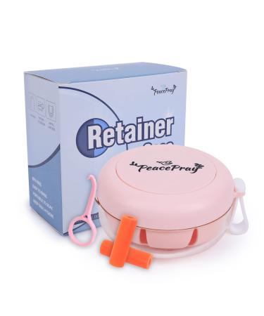 Sweet Pink Retainer Case Kit 100% Leak Proof Aligner Case with Chewies and Remover Tool Gracefully Remove and Portable Soak Cleaner Tablets When in Lunch Afternoon Tea or Traveling Sweet Pink Kit