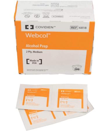 Covidien 6818 Webcol Alcohol Prep ebEfi Sterile Medium 2-Ply 2Pack (200 Count)