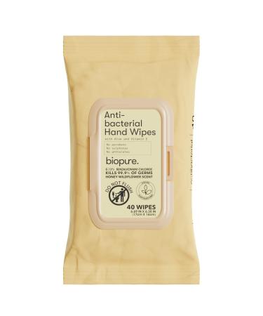 Antibacterial Hand Wipes - Antibacterial Wipes With Aloe and Vitamin E | 6.69 x 6.3 in Antibacterial Wet Wipes |No Parabens Sulfates or Phthalates Kills 99.9% of Germs Honey Wildflower 40 Ct Honey Wildflower 40 Count (Pack of 1)