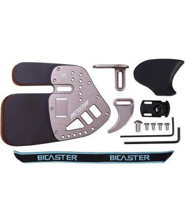 Bicaster Archery Finger Tab - Left Handed Genuine Leather + Aluminum Plate - Adjustable for Recurve Bow - Medium Silver - Buy Online on GoSupps.com