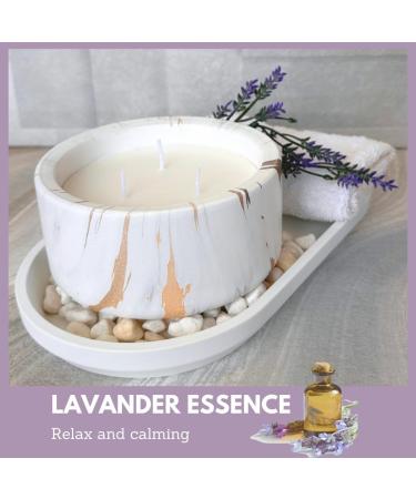 Luxury Lavender Candle - 3-Wick Marble Jar | Scented Relaxation Gift for Women | Aromatherapy & Stress Relief Home Decor - Buy Online on GoSupps.com