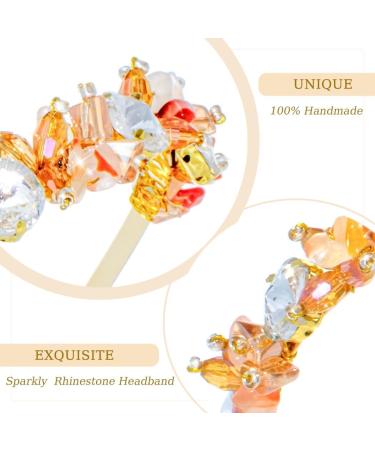 Silver Rhinestone Hairband Orange Crystal Headwear Jewelry Sparkly Hair Accessories for Women and Girls - Buy Online on GoSupps.com