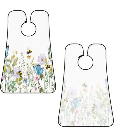 Watercolor Flower Butterfly Beard Bib - Non-Stick Grooming Cloth for Men | Wildflower Hair Catcher & Salon Cape Apron | Perfect Gifts - Buy Online on GoSupps.com