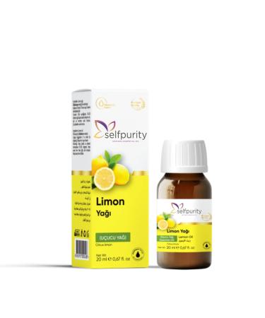 Selfpurity Organic Lemon Essential Oil %100 Pure and Natural Lemon Oil Premium Grade Essential Oils for Diffusers Skin Aromatherapy Massage - 20 ml (0.68 fl oz)