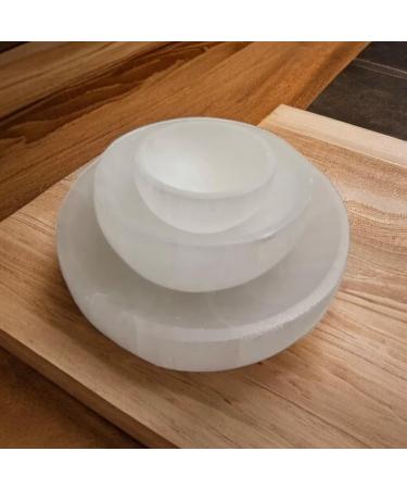 Selenite Charging Bowl - Handmade Crystal Round Plate for Energy Cleansing and Healing - 8 cm - Buy Online on GoSupps.com