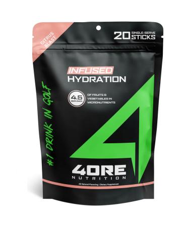4ORE Nutrition | Vitamin Infused Hydration | Boost Your Game with STIM-Free Energy and Rapid Electrolyte Replenishment - Refreshing Citrus Flavor Perfect for On-The-Course Hydration! | Citrus Blast