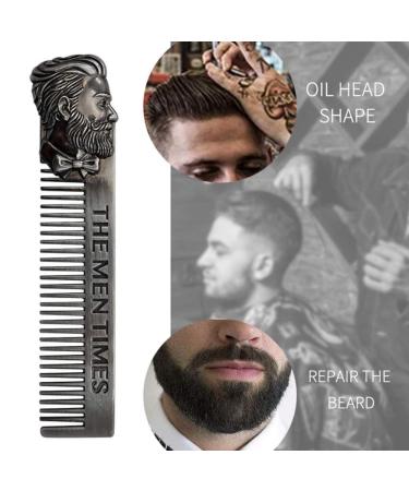 Premium Stainless Steel Pocket Comb & Brush Set for Men's Beards & Mustaches - Silver - Buy Online on GoSupps.com