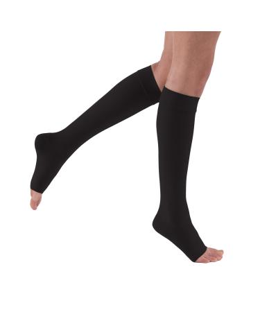 JOBST Relief Knee High 20-30 mmHg Compression Stockings, Open Toe, Black, Large Black Large