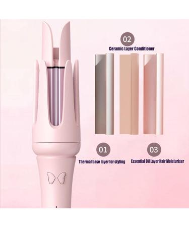 iFCOW Rotating Curling Iron | Automatic Hair Curler with Fast Heating & 4 Temperatures | Pink Hair Styling Tool - Buy Online on GoSupps.com
