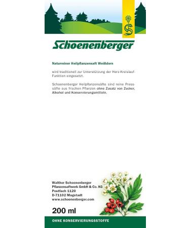 Schoenenberger Windthorn Juice - 200ml | Pure Natural Medicinal Plant for Cardiovascular Support | Free Shipping Worldwide - Buy Online on GoSupps.com