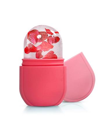 Ice Cube Face Roller Eyes and Neck Brighten Skin & Enhance Your Natural Glow Reusable Facial Treatment Ice Cube Roller to Tighten Skin & De-Puff The Eye Area Mini and Cute Size (Pink)