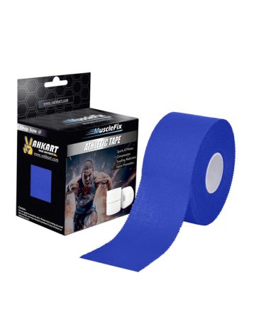 MuscleFix Athletic Tape for Ankle Wrist & Joint Protection Easy-tear Breathable Soft Cotton Best Adhesive Medical Tape for Athletes & Trainers (5 cm * 13.7 m Blue)