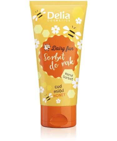 Delia Cosmetics - Dairy Fun - Sorbet for Hands - Honey - Moisturizes Nourishes Firms Regenerates - Intense Fragrance - Smooth Skin - Natural Extracts Hand Cream - 50g