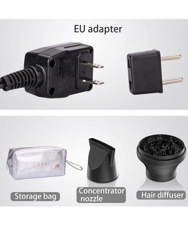 LURA Travel Hair Dryer with Diffuser and Concentrator - Compact 1200W Blowdryer in Cola Red with Travel Bag - Dual Voltage Portable Hairdryer for Men and Kids - Buy Online on GoSupps.com