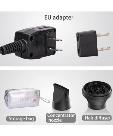 LURA Dual Voltage Travel Hair Dryer with Diffuser | Compact 1200W Blow Dryer for Women Men & Kids - International Shipping Available - Buy Online on GoSupps.com