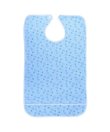 Adult Bibs for Eating Waterproof Mealtime Bib for Elderly Reusable Large Clothing Protector Crumb Catcher for Men Women(27 * 17 * 2cm-Flower Blue) 27*17*2cm Flower Blue