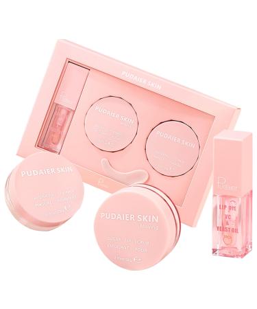 VolksRose Coffret de Soin des L vres - Gommage Levre Masque Nuit et Huile L vres P che - Kit de Soin des L vres 3 en 1 pour L vres S ches Gerc es Lignes Fines R paration Nocturne Cadeau Femme 150 g (Lot de 1)