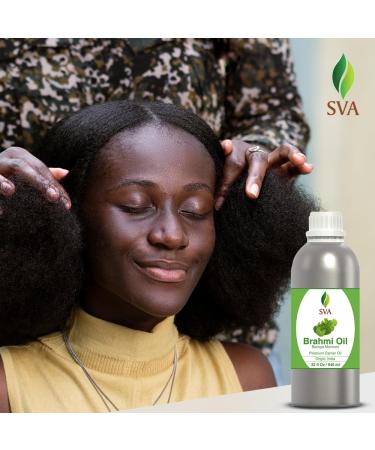 SVA Brahmi Oil 32 Fl Oz | 100% Natural Cold Pressed for Face Skin Hair Care & Massage - Premium Carrier Oil - Buy Online on GoSupps.com
