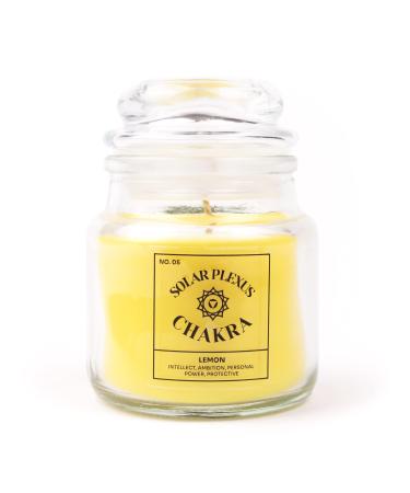 Myga fragrance candle - solar plexus chakra candle with soy wax & essential oils mix 100% vegan and environmentally friendly perfect for relaxation yoga meditation & aromatherapy - lemon solar plexus