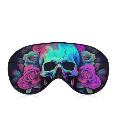 Sleep Eye Masks Skull Flower Sleep Eye Mask & Blindfold with Elastic Strap/Headband for Women Men Sleep Travel Nap