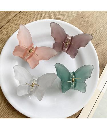 Butterfly Hair Clips for Women - Glitter Acrylic Medium & Thin Hair Clips (4 Pieces) - Perfect for Girls - Buy Online on GoSupps.com