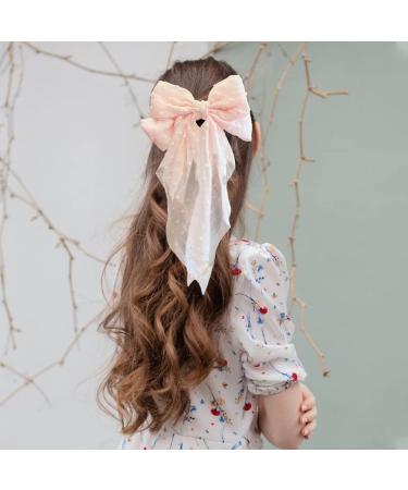 3-Piece Set Large Hair Bows Clips for Women & Girls - Bright Color Big Bow Barrettes with Long Tail French Barrettes - Buy Online on GoSupps.com