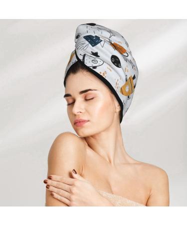 Cartoon Planets Hair Towel Wrap | Quick-Dry Hair Turban with Button | Perfect Hair Drying Towel for All Hair Types - Buy Online on GoSupps.com
