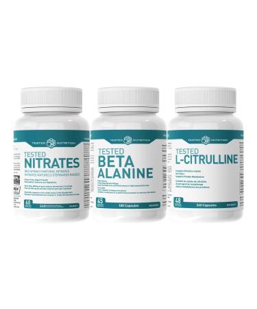Tested Nutrition Tested Combo Pack | Tested Nitrates 240 Capsules Tested Beta-Alanine 180 Capsules Tested L-Citrulline 240 Capsules (Tested Combo Pack)