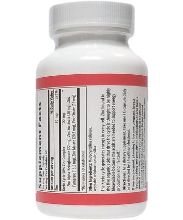 Krebs ZINC - 30mg Zinc + 100mg Zinc Complex - 60 Capsules - Buy Online on GoSupps.com