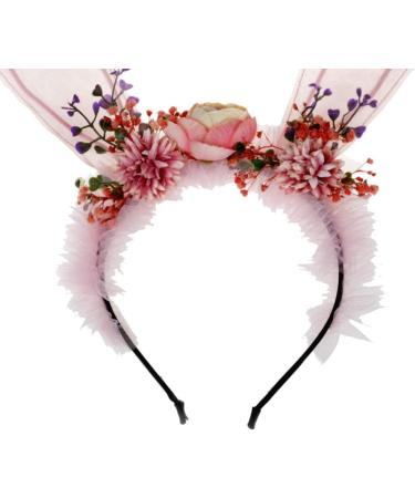 Lurrose Long Bunny Ear Headband Flower Hairbands Easter Hair Accessory Rabbit Ear Hair Hoop Party Favors Headwear for Children Women Kids - Buy Online on GoSupps.com