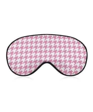 Pink Houndstooth Sleep Mask for Women Adjustable Sleeping Eye Shades Cover with Elastic Strap