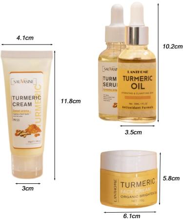 Turmeric Skin Care Kit - 5PCS Moisturizing Set for Brightening Face | Turmeric Cream Oil Serum and Soap - Buy Online on GoSupps.com