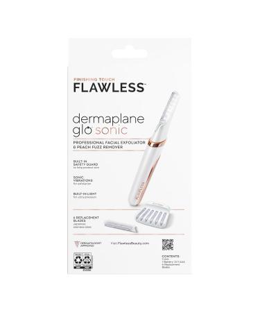 Buy Finishing Touch Flawless Dermaplane Glo - Sonic Lighted Exfoliator & Razor for Facial Hair Removal | 6 Replacement Heads | International Shipping Available - Buy Online on GoSupps.com