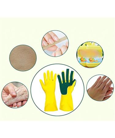 BUSOTH Washing And Cleaning Gloves Garden Kitchen Tableware Sponge Finger Rubber Household Cleaning Gloves Dishwashing Gloves Yellow - Buy Online on GoSupps.com
