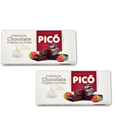 Picó - Pack includes 2 chocolate turron trufado a la fresa - Chocolate nougats with strawberries - Supreme quality 200g