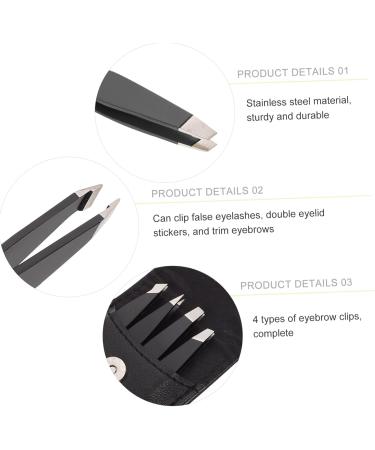 12 STK Mini Eyebrow Tweezers Set - Pointed Precision Tweezers for Women's Beauty - Sloping Lace Steel - 3 Black Sets - Perfect for Eyebrow Grooming - Buy Online on GoSupps.com