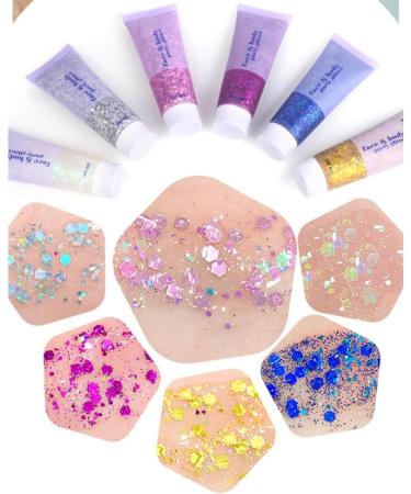  Uposao Body Glitter Gel Mermaid Glitter Liquid Eyeshadow Long Lasting Waterproof Glitter Cosmetic Face Hair Nail Body Lotion for Festival Party Makeup Decoration 50ml - Buy Online on GoSupps.com